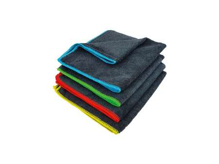 Image de LAVETTE MICROFIBRE PREMIUM GRAPHITE 38X38 GRIS LISERET JAUNE