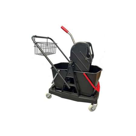 Image de CHARIOT DE LAVAGE BLACK 2 SEAUX+PRESSE+PANIER PP